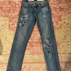 Anthropologie Blue Patched Boyfriend Jeans